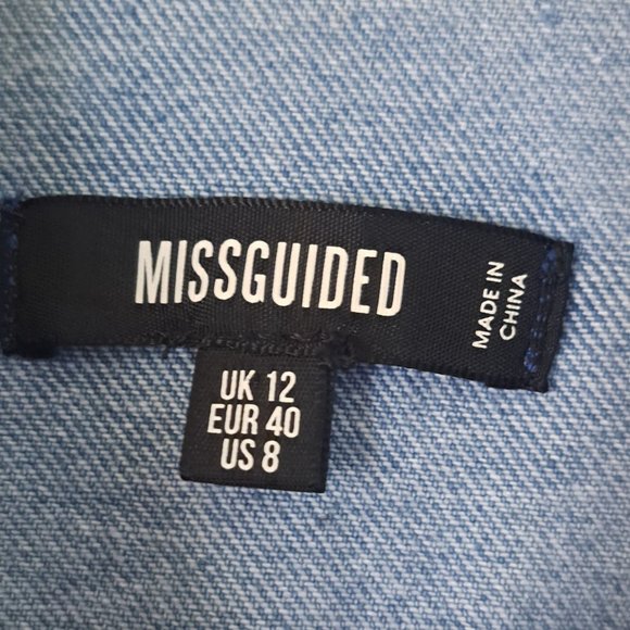 Misguided oversized blue-blues denim jacket US Sz 8 - Picture 6 of 9